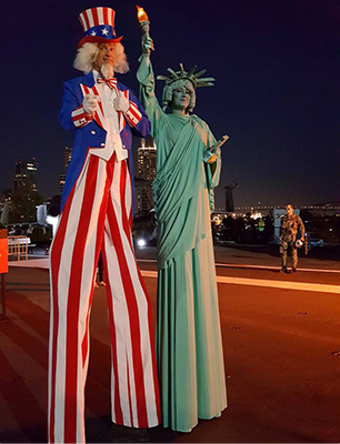 Uncle Sam and Lady Liberty Stilt Walkers
